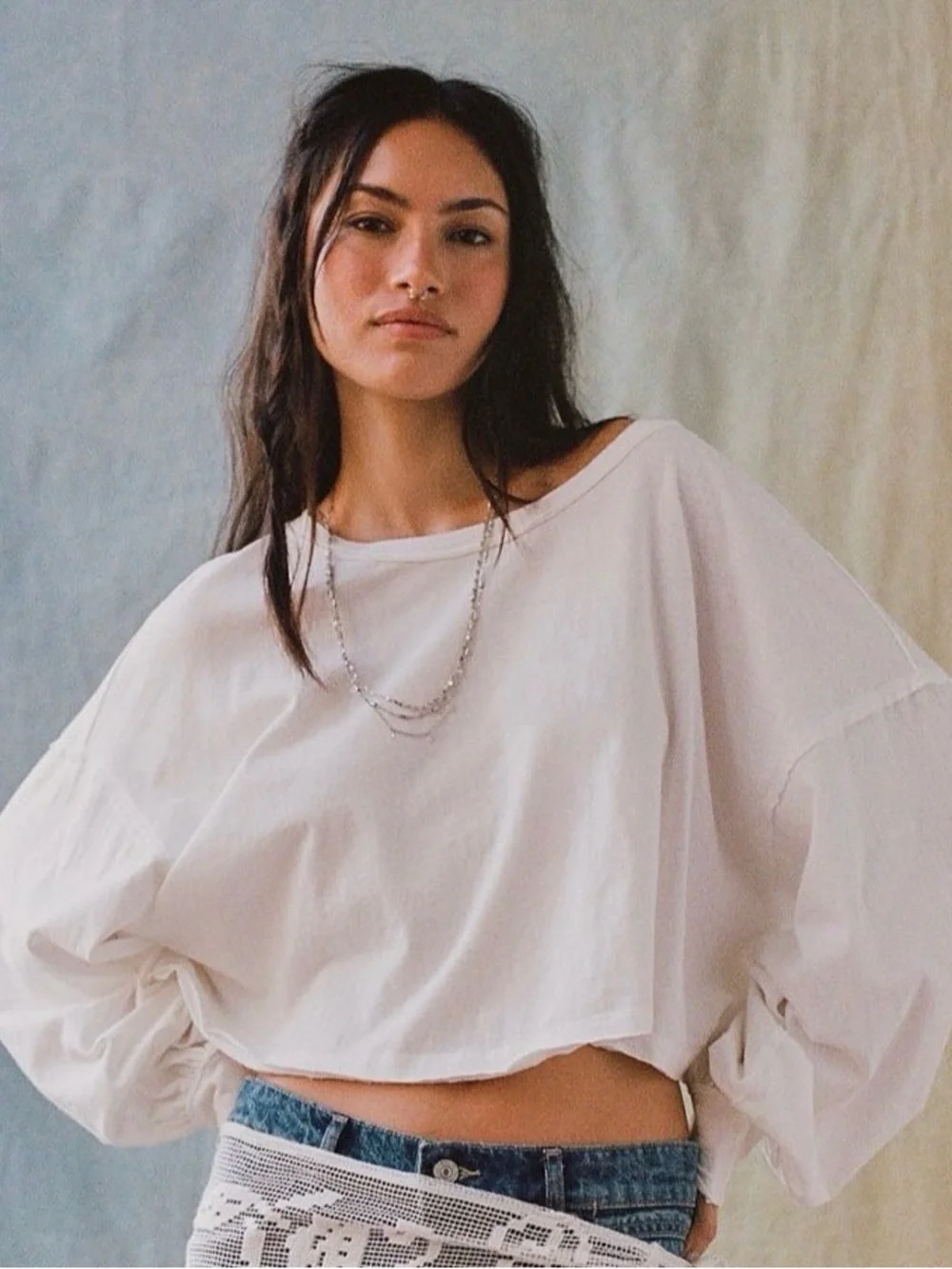 Free People We The Free Sandy Long Sleeve Top. NWT.  Clean ivory